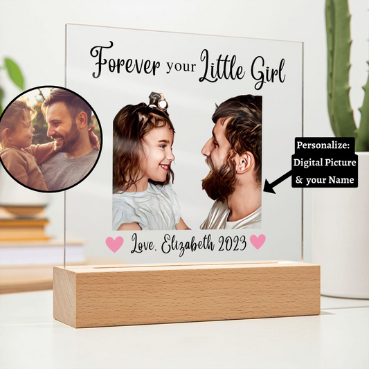 [Almost Sold Out] Personalized Forever Your Little Girl - Customized Little Girl and Dad Acrylic Plaque