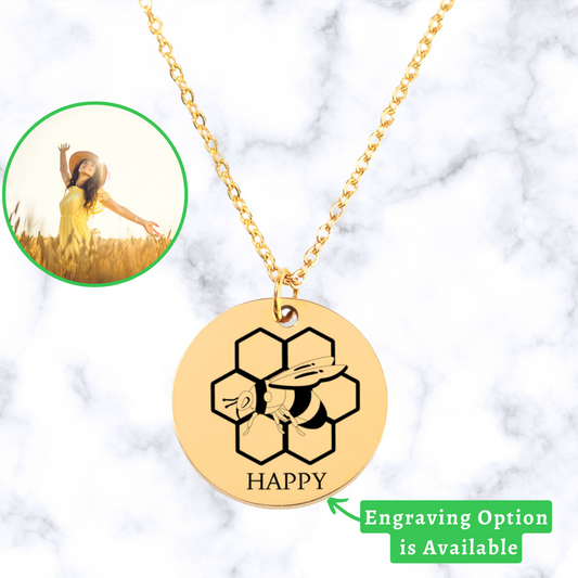 Almost Sold Out - Bee Honeycomb Happy Necklace