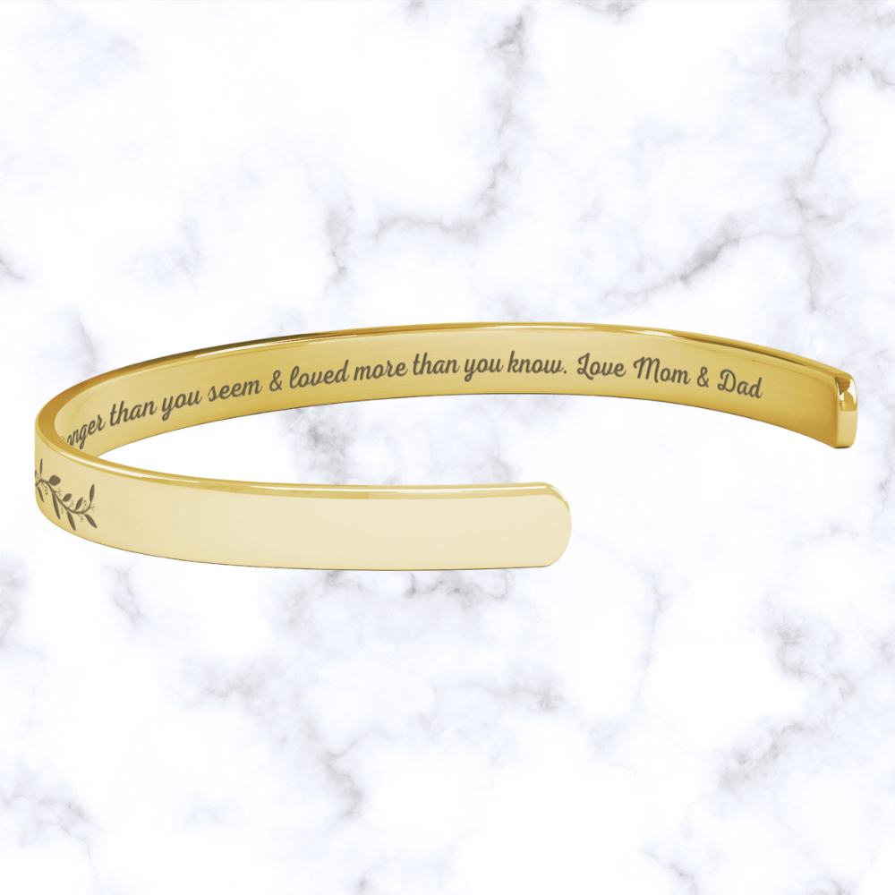 Almost Sold Out - Daughter Cuff Bracelet - You are Braver, Stronger, Loved