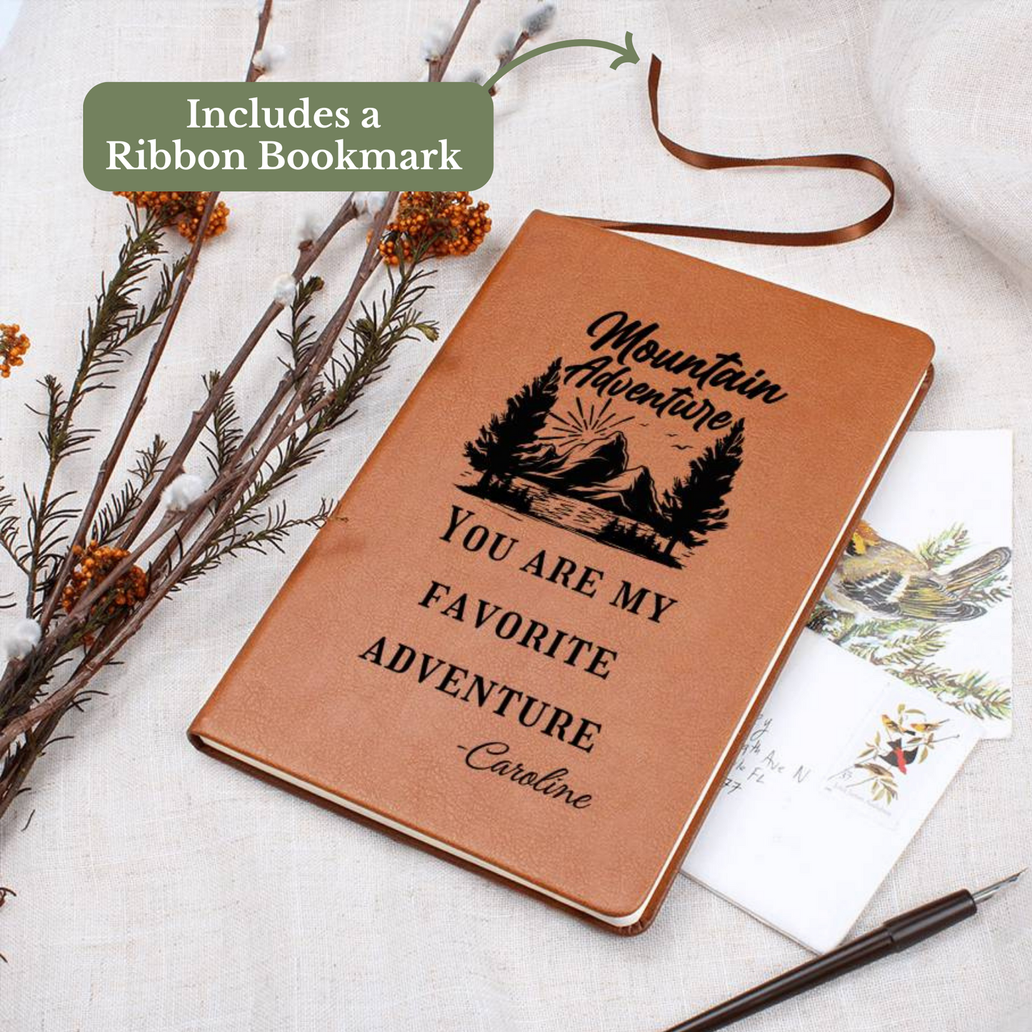 [Almost Sold Out] Personalized Mountain Adventure Graphic Leather Journal