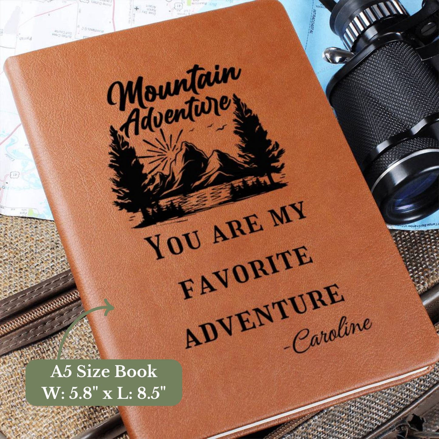 [Almost Sold Out] Personalized Mountain Adventure Graphic Leather Journal
