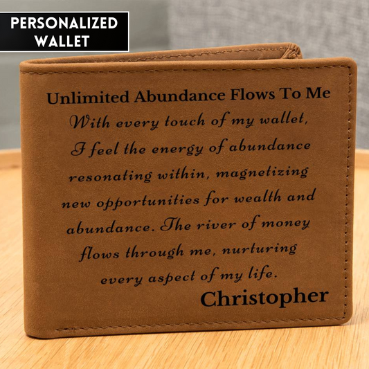 [Almost Sold Out] Personalized Unlimited Energy of Abundance Flows To Me - Gender Neutral Leather Wallet