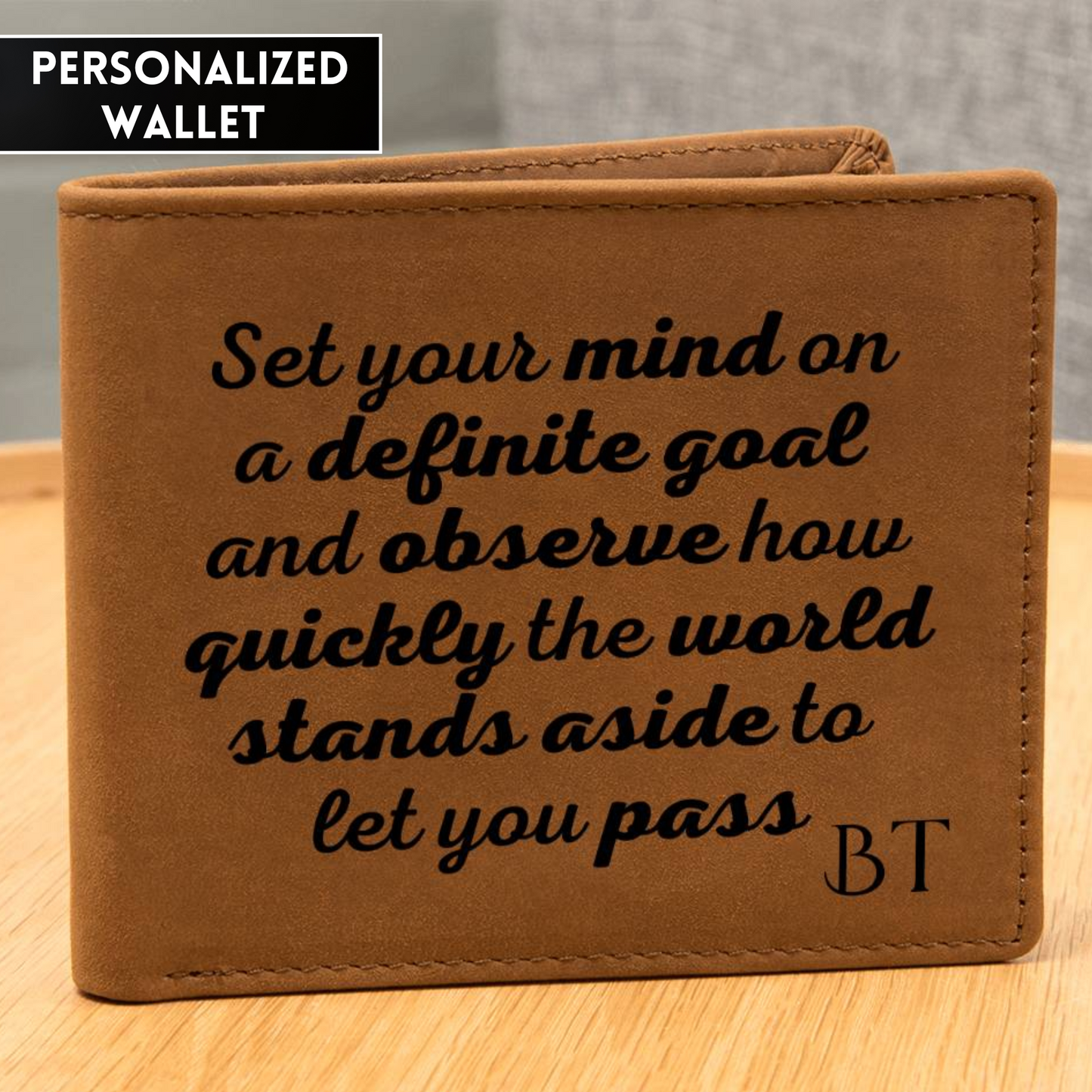 [Almost Sold Out] Personalized Set Your Mind To A Goal - Gender Neutral Leather Wallet