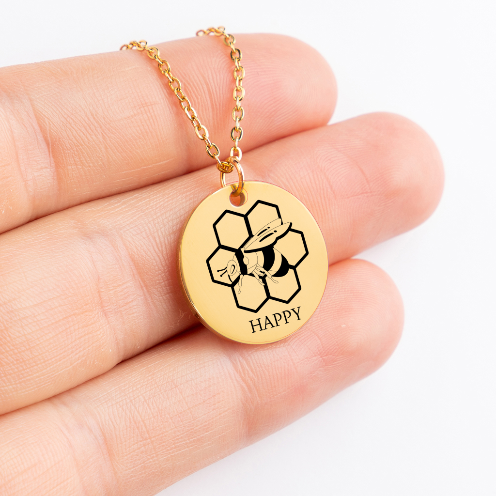 Almost Sold Out - Bee Honeycomb Happy Necklace