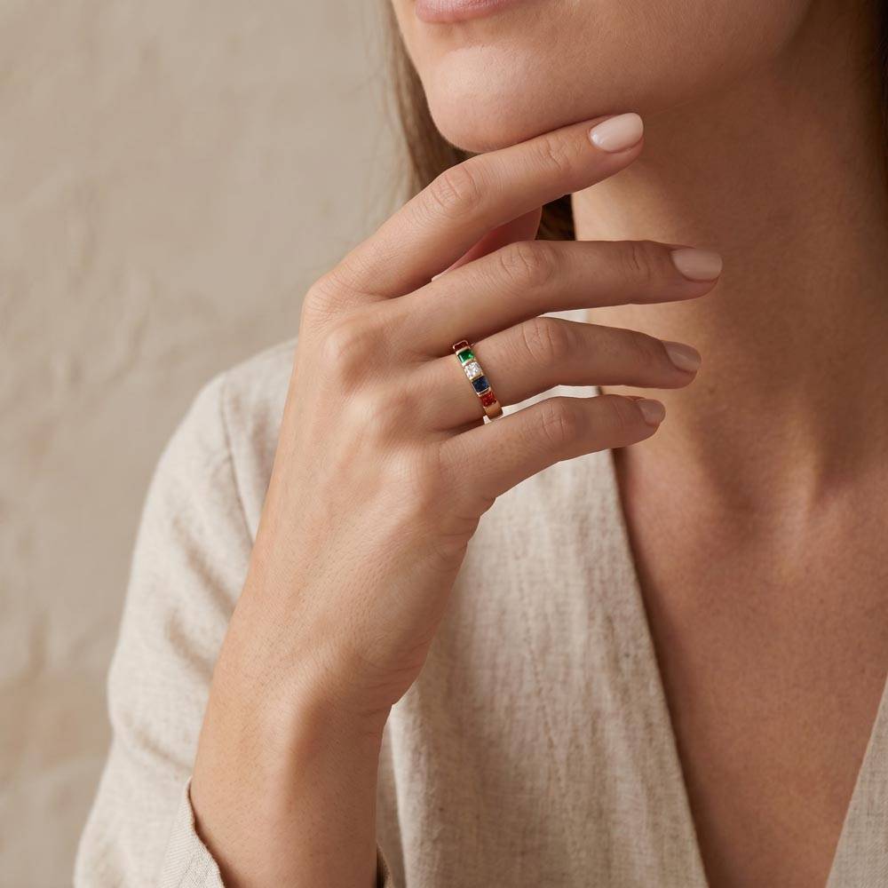 Amazing Mom  Gift From Daughter - Stackable Birthstone Ring