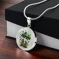 Almost Sold Out - Emerald Green Mushroom Garden Necklace - Circle Luxury Necklace