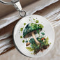 Almost Sold Out - Emerald Green Mushroom Garden Necklace - Circle Luxury Necklace