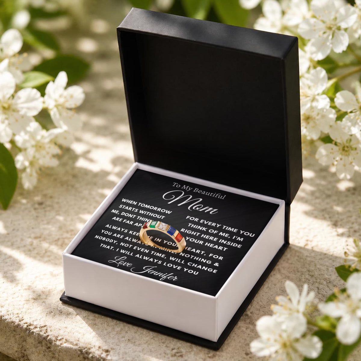 Always Love You Mom Gift From Daughter - Stackable Birthstone Ring