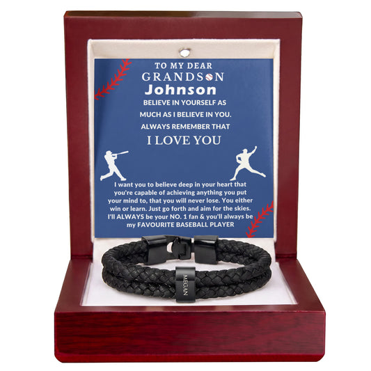 Baseball Lover Gift For Grandson Bracelet Gift