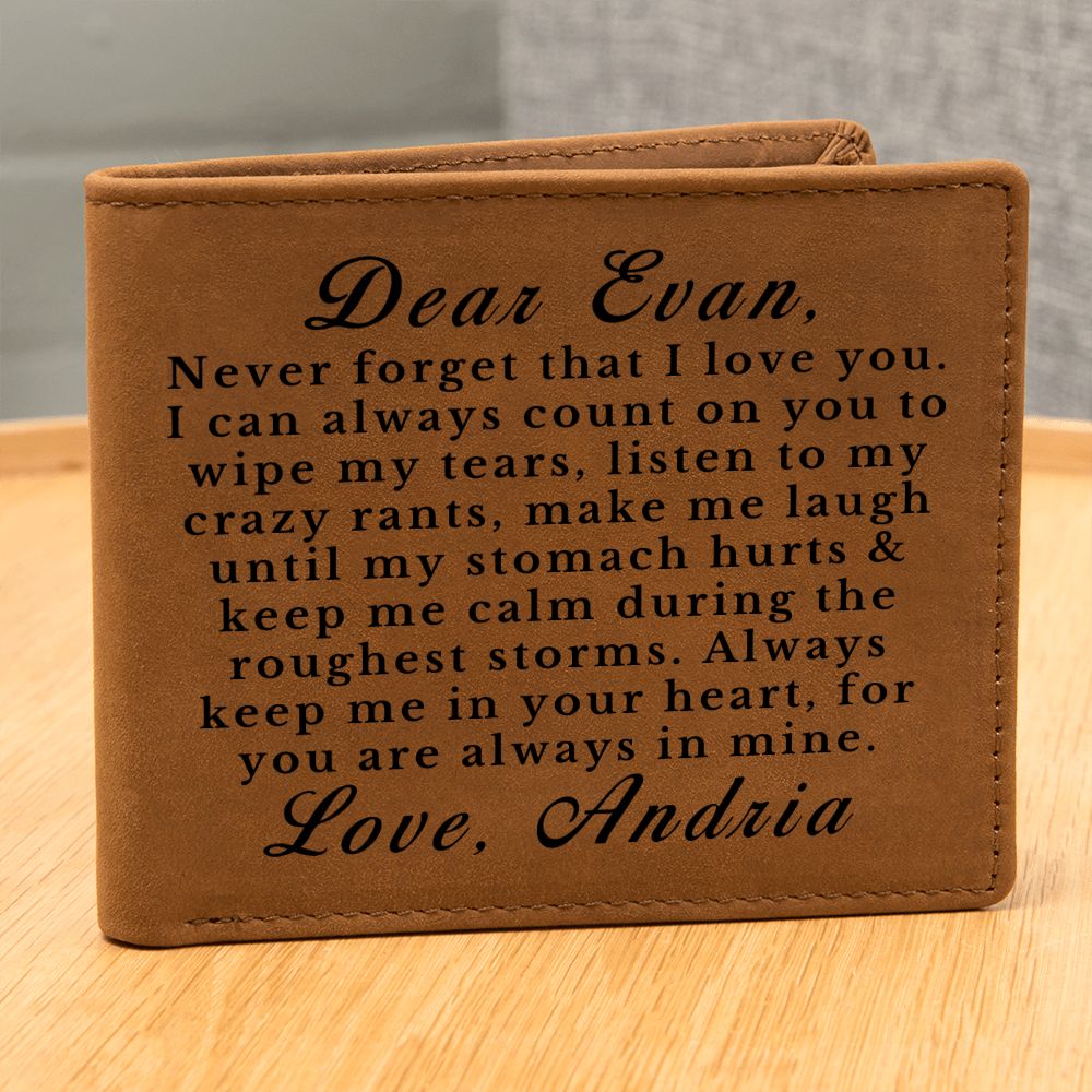 [Almost Sold Out] Personalized Leather Wallet Gift for Boy From Loved One