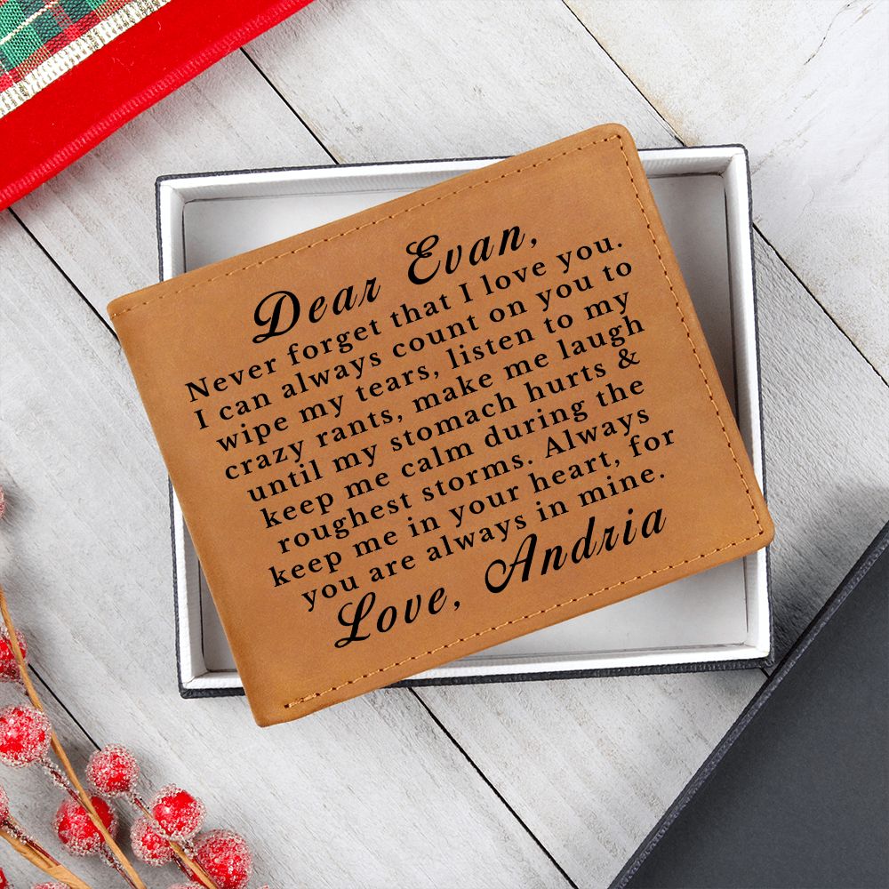 [Almost Sold Out] Personalized Leather Wallet Gift for Boy From Loved One