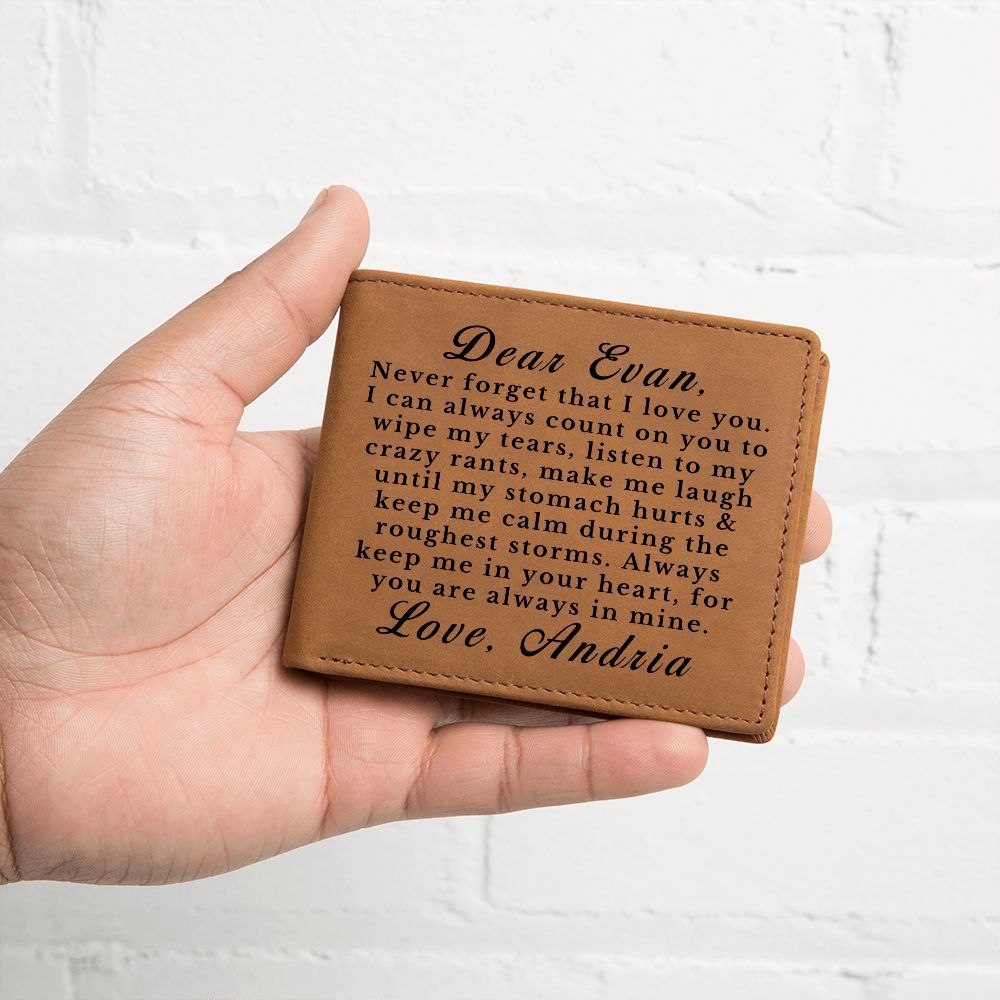 [Almost Sold Out] Personalized Leather Wallet Gift for Boy From Loved One