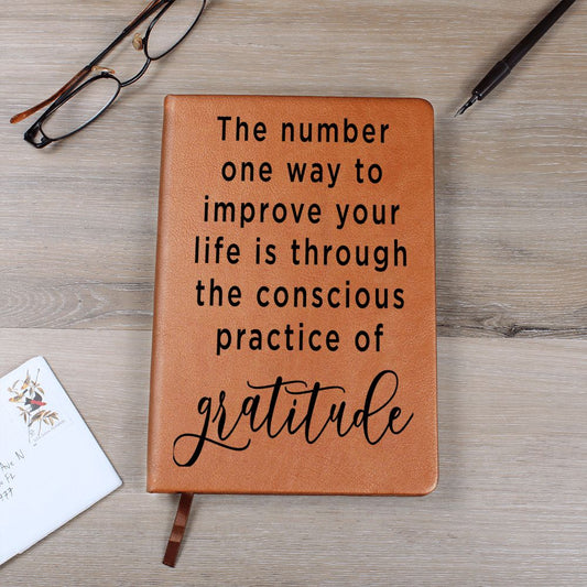 Almost Sold Out - Number One Way is Gratitude Leather Journal