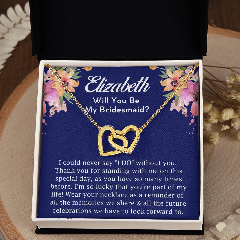 [Almost Sold Out] Personalized Bridesmaid Proposal Gift Set - Interlocking Hearts Necklace