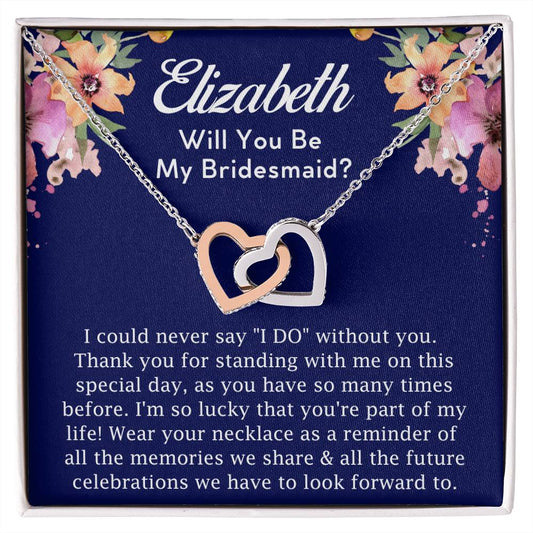 [Almost Sold Out] Personalized Bridesmaid Proposal Gift Set - Interlocking Hearts Necklace