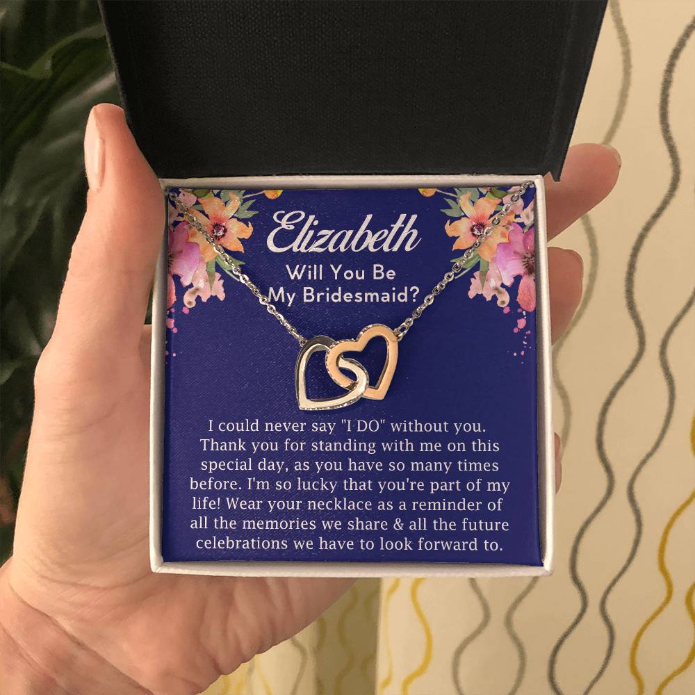 [Almost Sold Out] Personalized Bridesmaid Proposal Gift Set - Interlocking Hearts Necklace