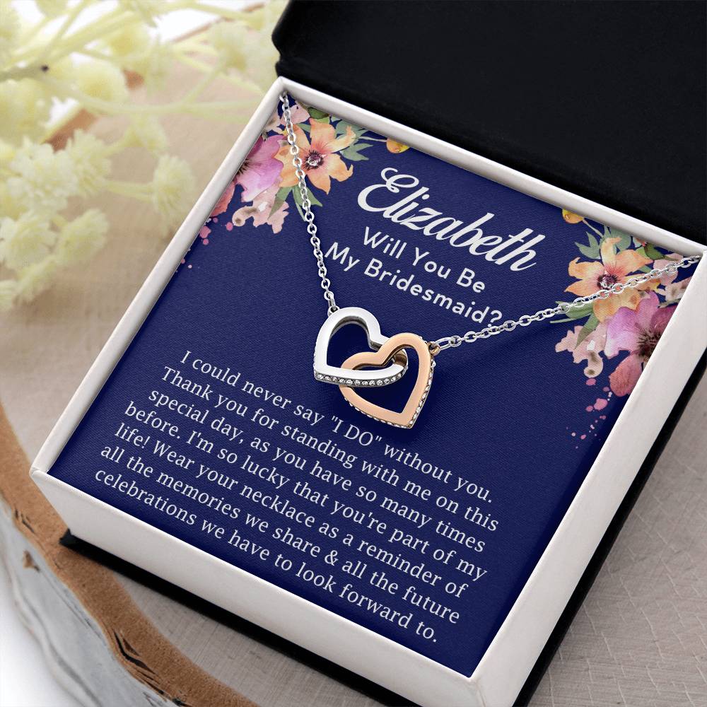 [Almost Sold Out] Personalized Bridesmaid Proposal Gift Set - Interlocking Hearts Necklace