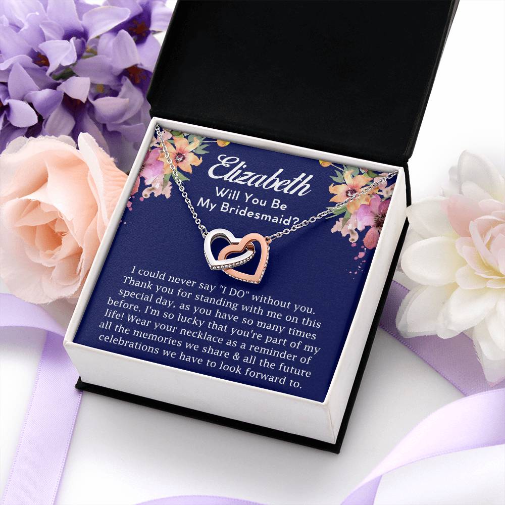 [Almost Sold Out] Personalized Bridesmaid Proposal Gift Set - Interlocking Hearts Necklace