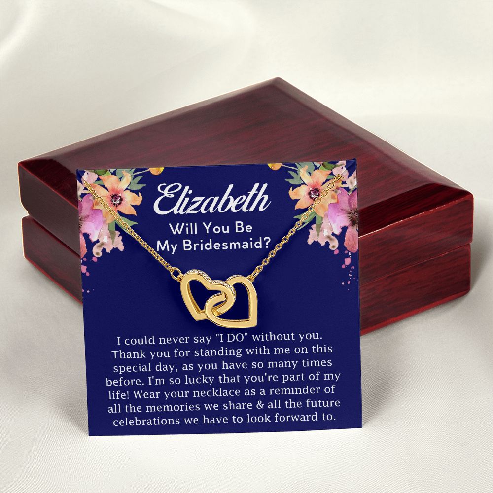[Almost Sold Out] Personalized Bridesmaid Proposal Gift Set - Interlocking Hearts Necklace