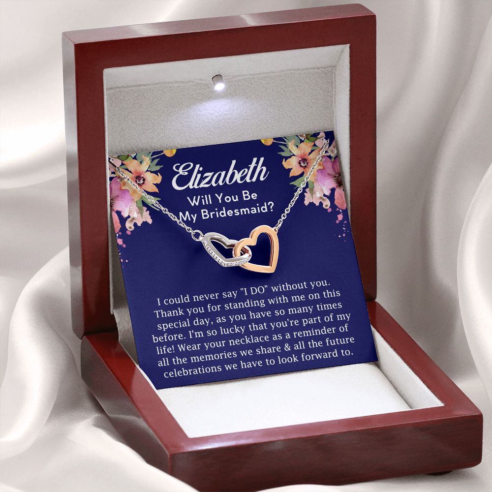 [Almost Sold Out] Personalized Bridesmaid Proposal Gift Set - Interlocking Hearts Necklace
