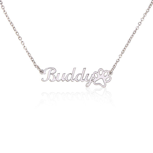 Custom Pet Lover Name Necklace With Paws
