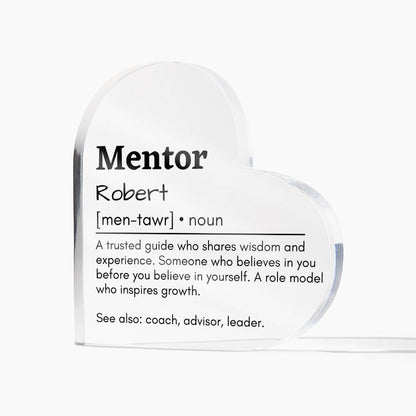 Personalized Mentor Printed Heart Shaped Acrylic Plaque
