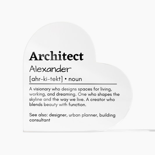Personalized Architect Printed Heart Shaped Acrylic Plaque