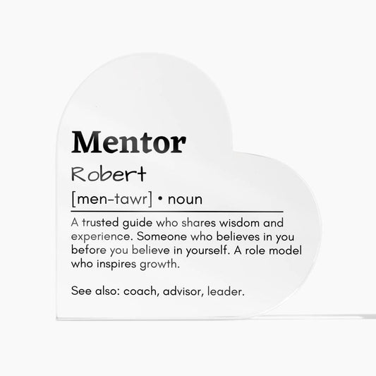 Personalized Mentor Printed Heart Shaped Acrylic Plaque