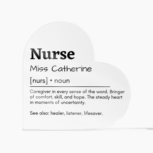 Personalized Nurse Printed Heart Shaped Acrylic Plaque
