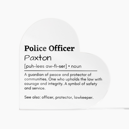 Personalized Police Officer Printed Heart Shaped Acrylic Plaque