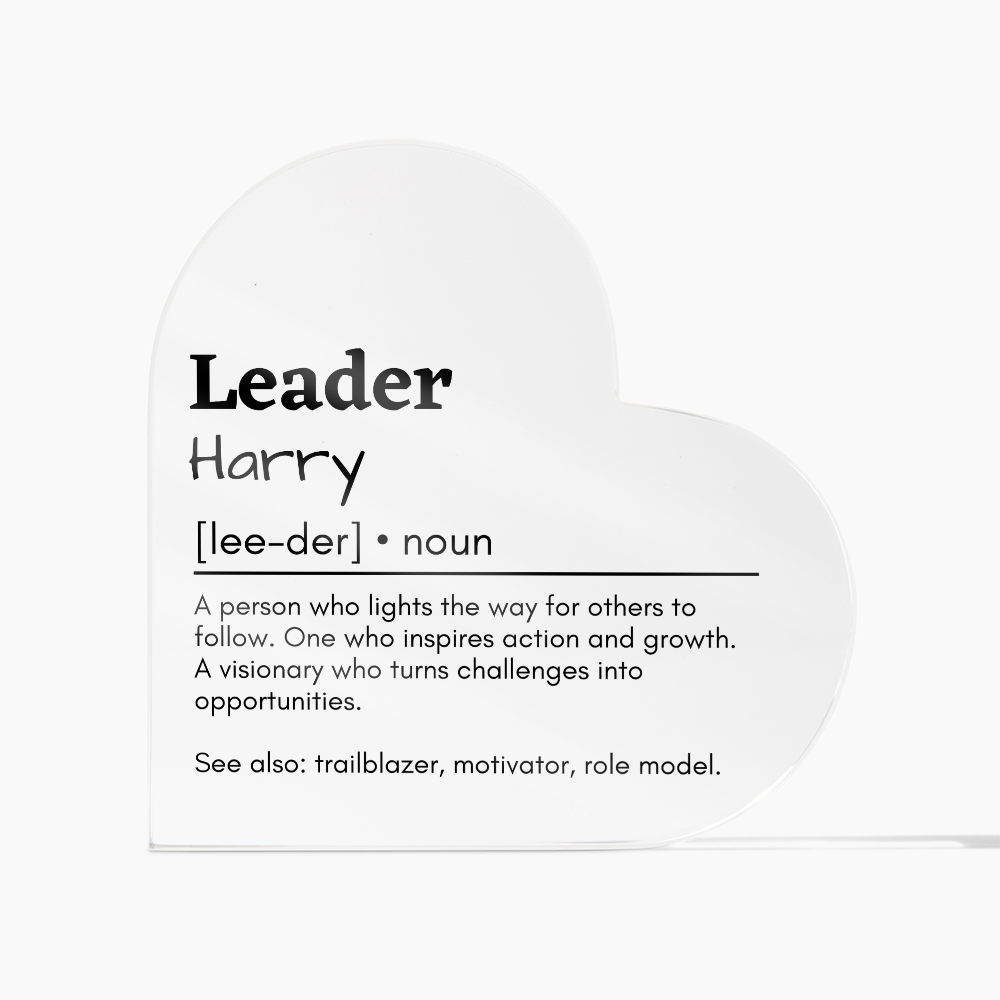 Personalized Leader Printed Heart Shaped Acrylic Plaque
