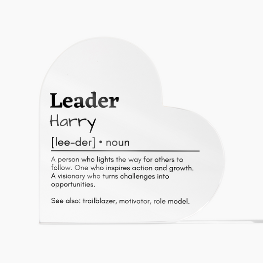 Personalized Leader Printed Heart Shaped Acrylic Plaque
