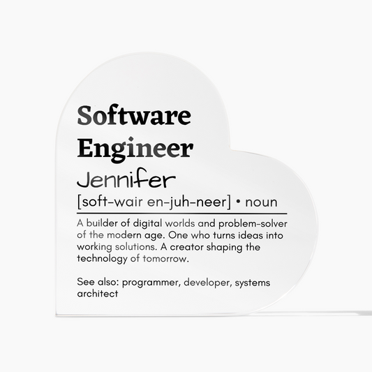 Personalized Software Engineer Printed Heart Shaped Acrylic Plaque