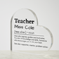 Personalized Teacher Printed Heart Shaped Acrylic Plaque
