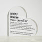 Personalized NICU Nurse Printed Heart Shaped Acrylic Plaque