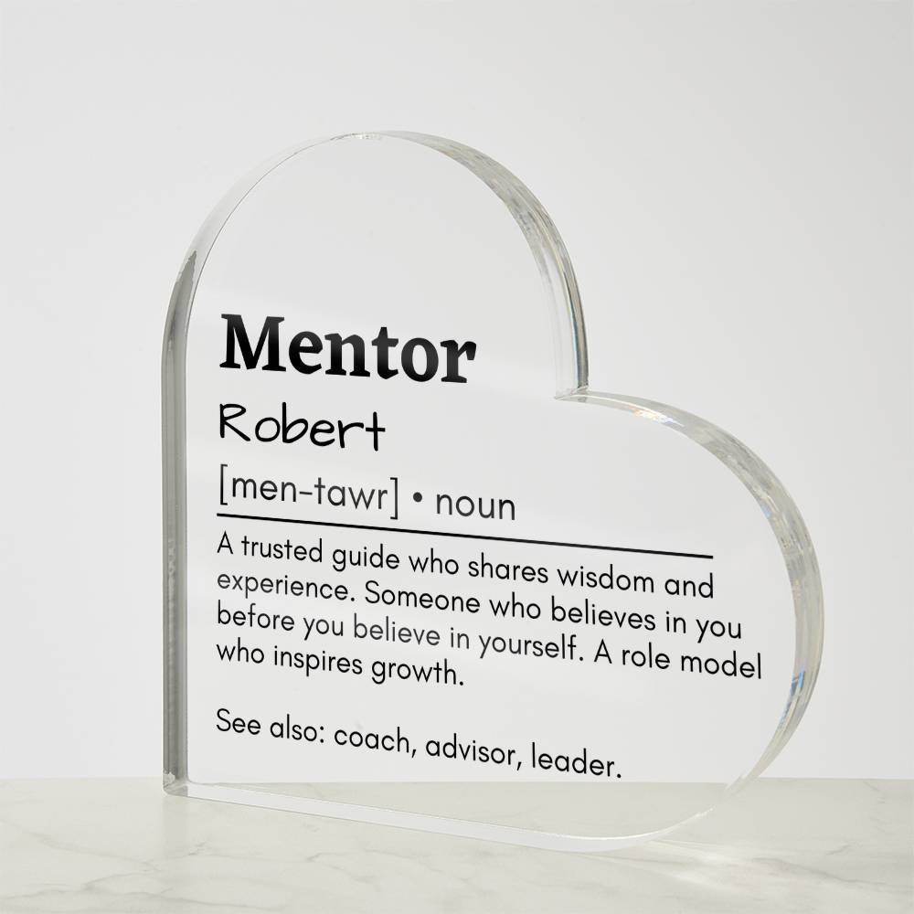 Personalized Mentor Printed Heart Shaped Acrylic Plaque