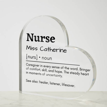 Personalized Nurse Printed Heart Shaped Acrylic Plaque