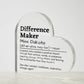 Personalized Difference Maker  Printed Heart Shaped Acrylic Plaque