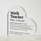 Personalized Math Teacher Printed Heart Shaped Acrylic Plaque