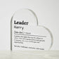 Personalized Leader Printed Heart Shaped Acrylic Plaque