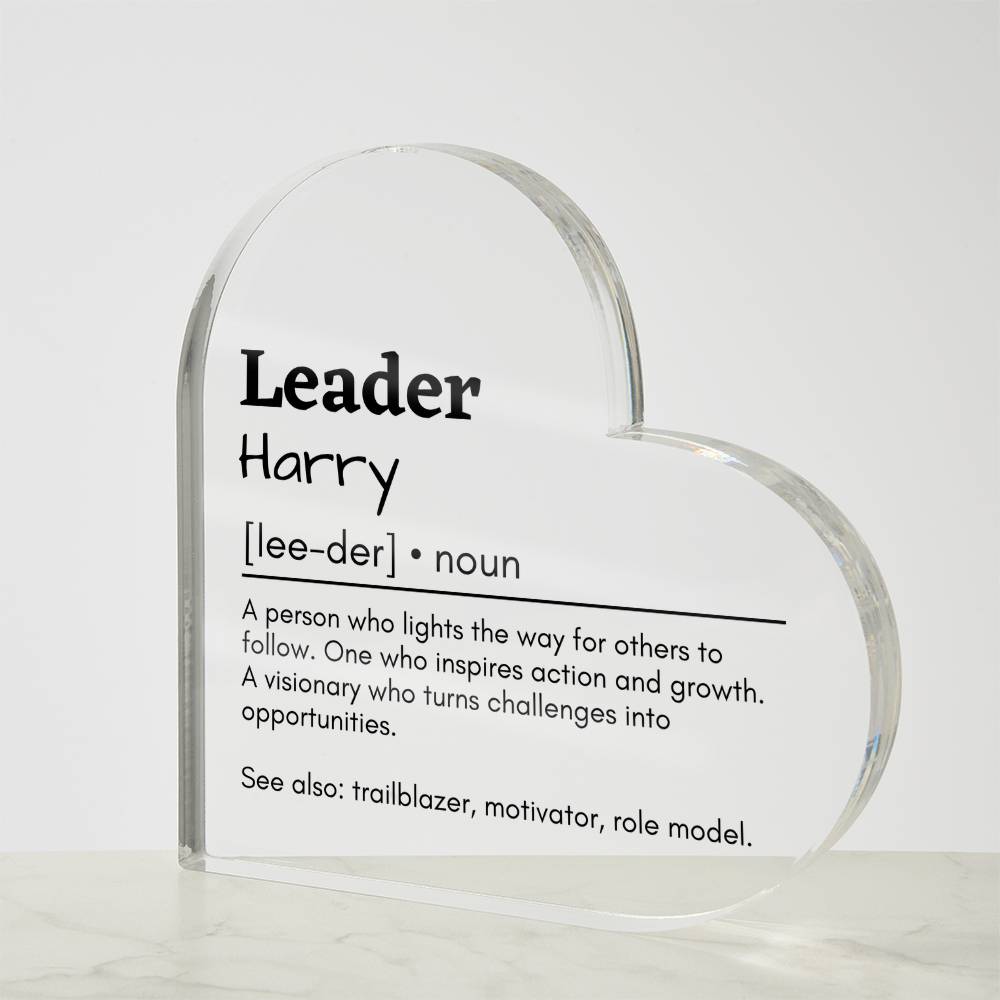 Personalized Leader Printed Heart Shaped Acrylic Plaque
