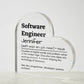 Personalized Software Engineer Printed Heart Shaped Acrylic Plaque