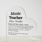 Personalized music teacher heart-shaped acrylic plaque
