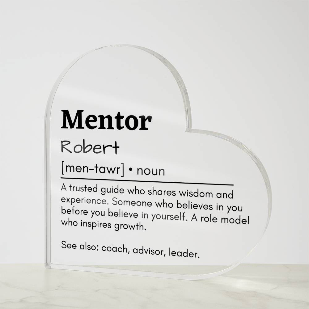Personalized Mentor Printed Heart Shaped Acrylic Plaque