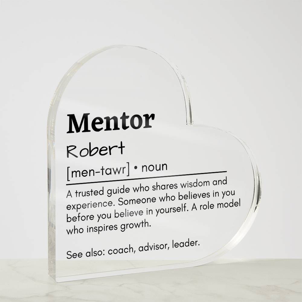 Personalized Mentor Printed Heart Shaped Acrylic Plaque