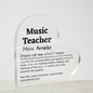 Personalized music teacher heart-shaped acrylic plaque