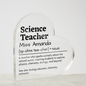 Personalized science teacher heart-shaped acrylic plaque