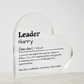 Personalized Leader Printed Heart Shaped Acrylic Plaque