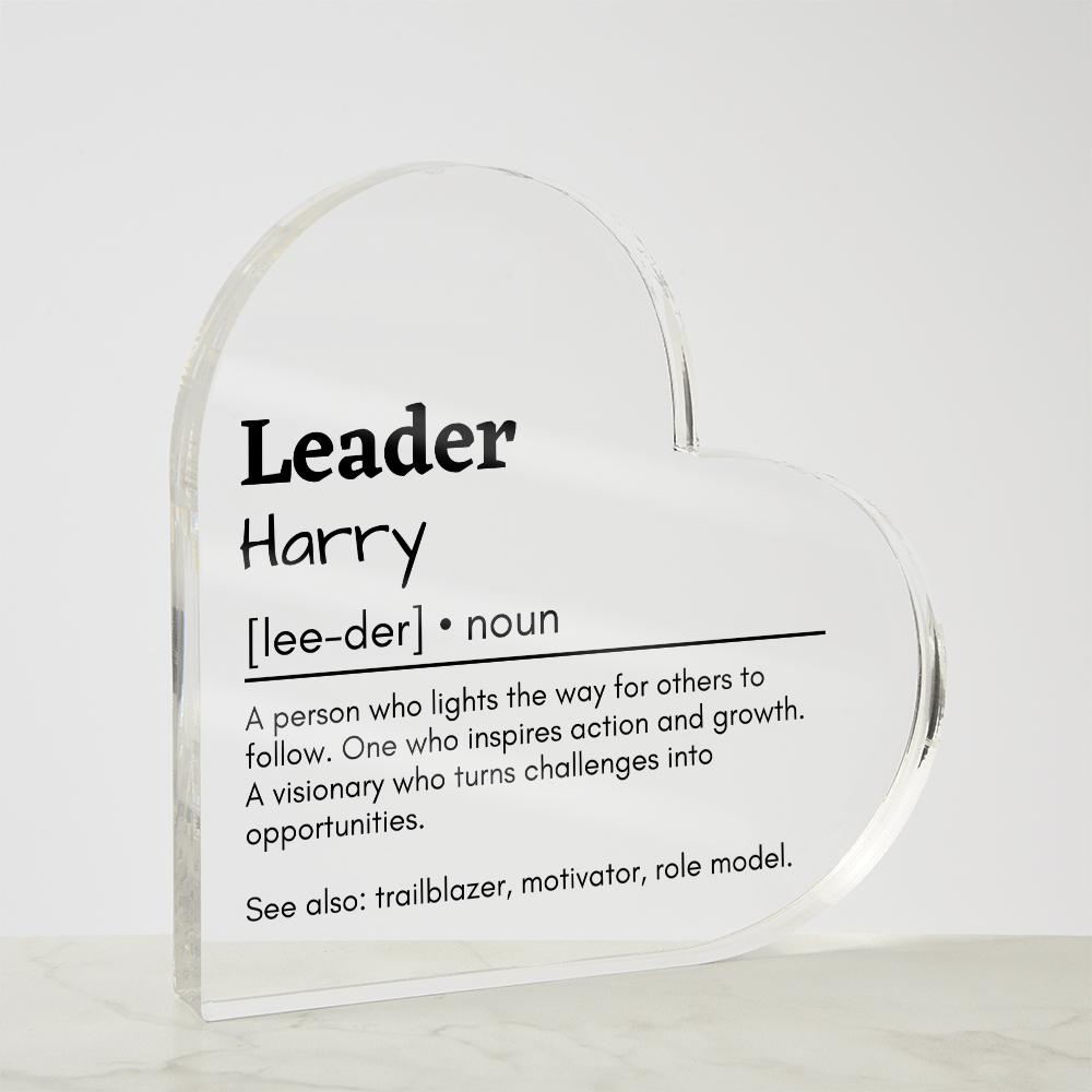 Personalized Leader Printed Heart Shaped Acrylic Plaque