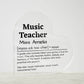 Personalized Music Teacher Printed Heart Shaped Acrylic Plaque